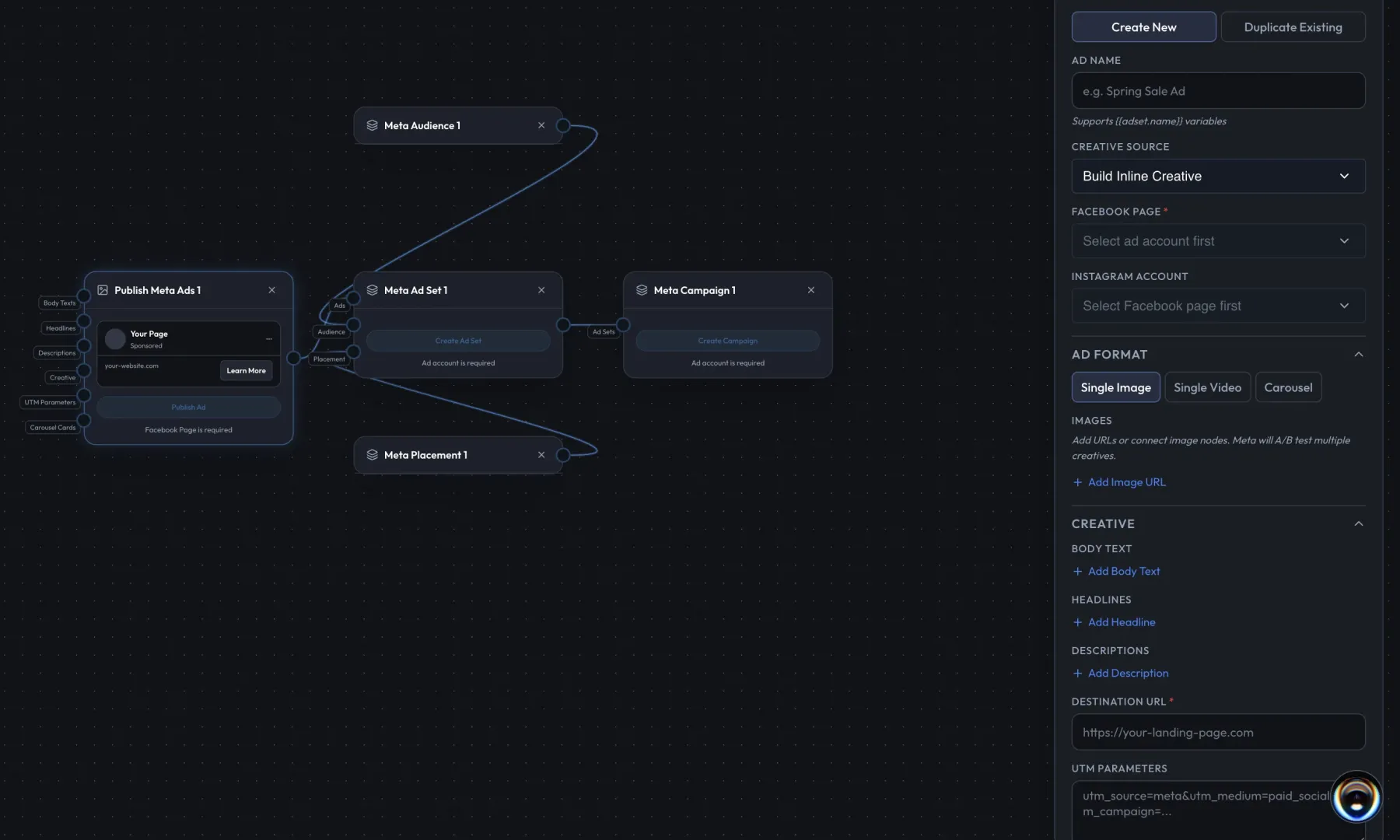 Meta publish node config